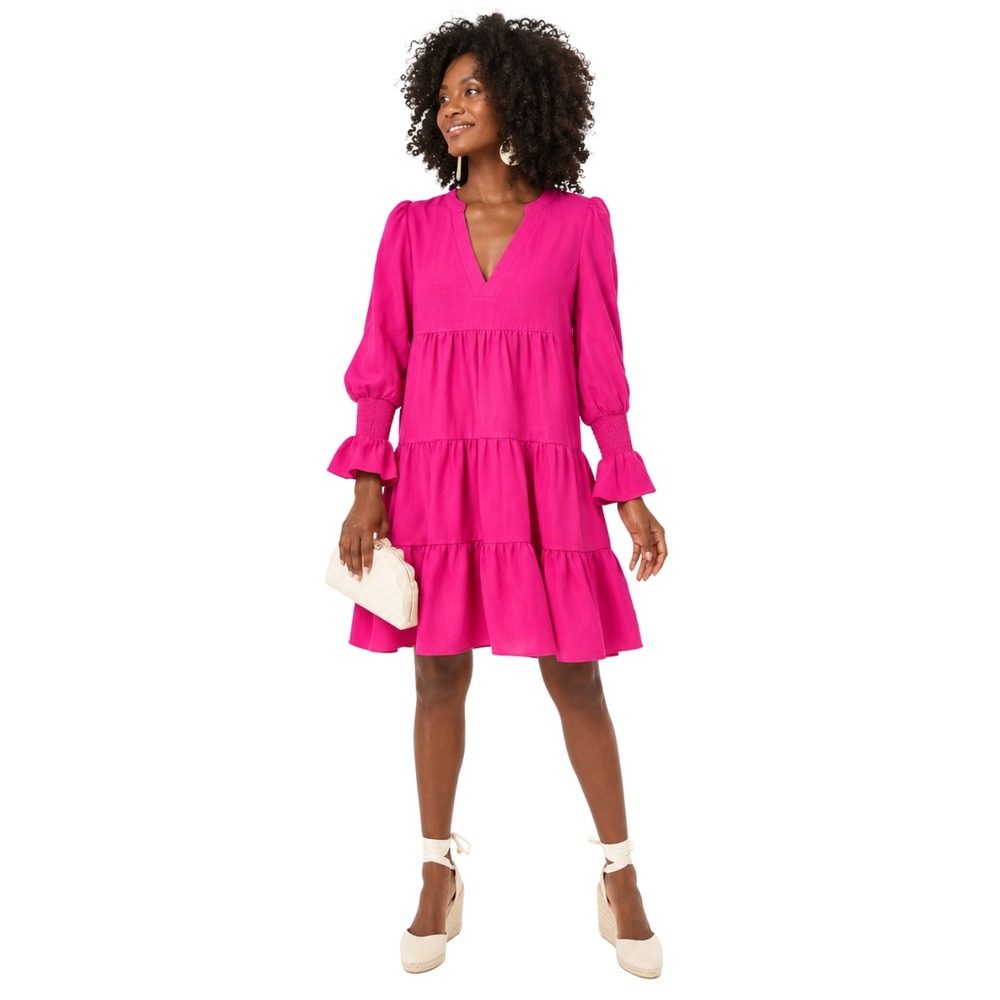 Tuckernuck Pomander Place Dress Women XS Pink Kenzo Mini Puff Sleeve Peasant NEW